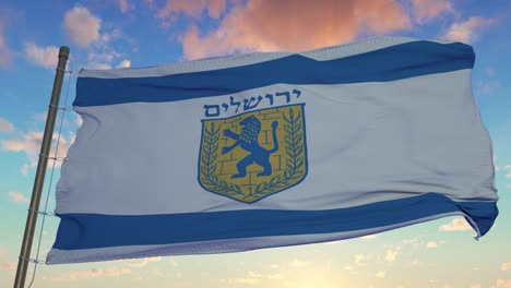 bandera de jerusalem ondeando en el viento. fondo de la bandera realista