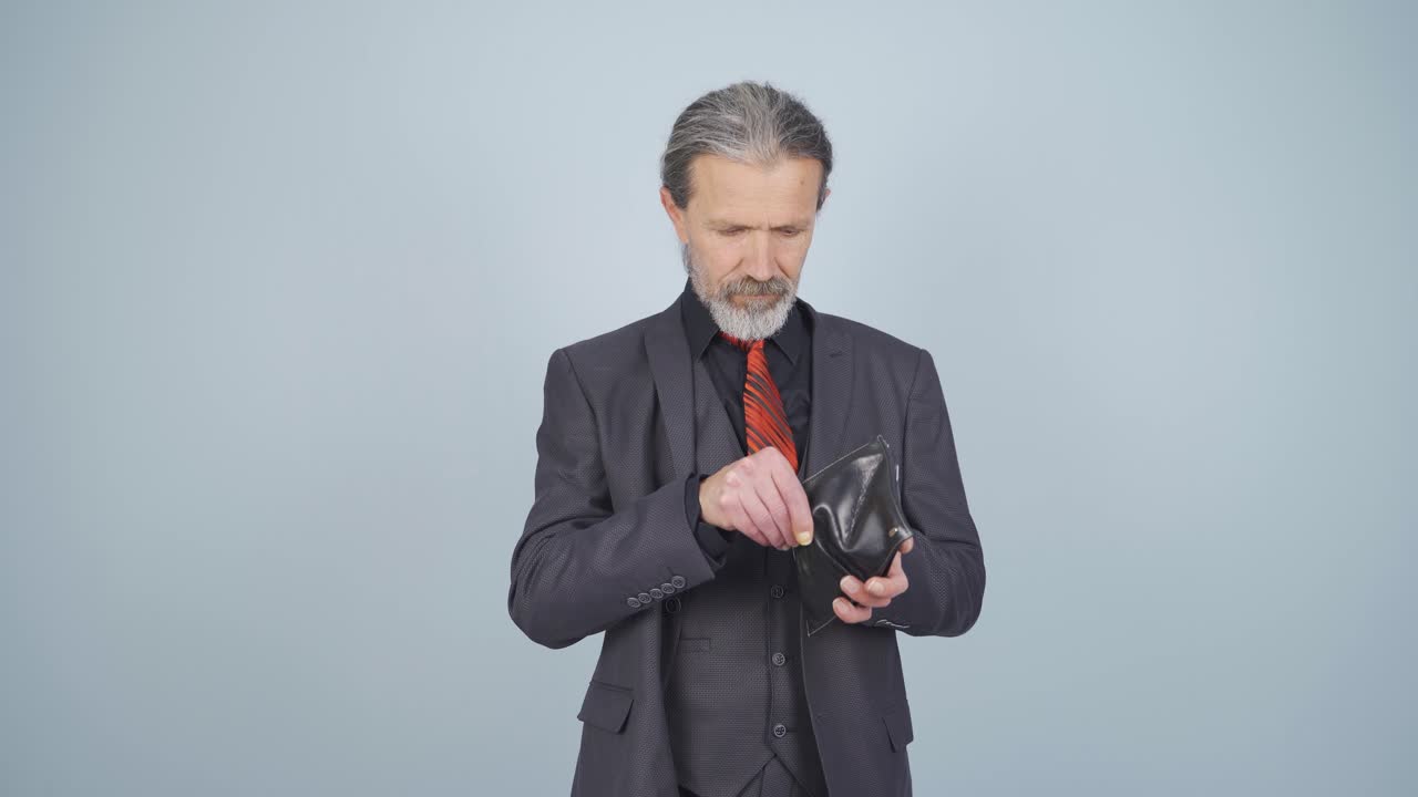 Pengalös affärsman. Tom plånbok