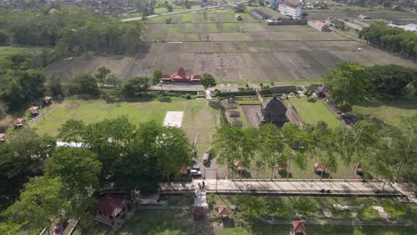 beautiful aerial view of banyunibo temple, a buddhist temple located not far from ratu boko temple and prambanan temple