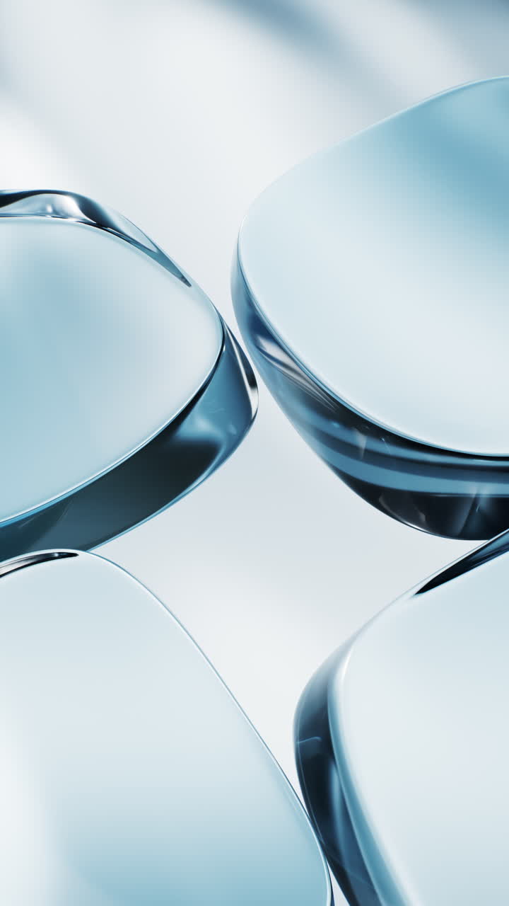 Transparent blue glass geometries background, 3d rendering