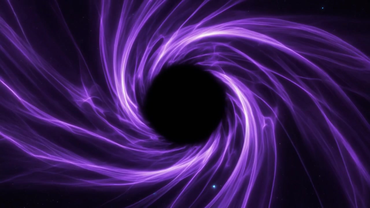 Abstract Animation of a Glowing Purple Black Hole in Space