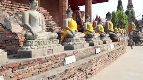 a panoramic view of buddha statues in a row.