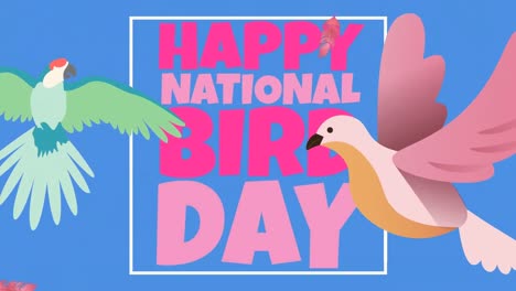 Animation-of-happy-bird-day-text-over-birds-and-feather-icons