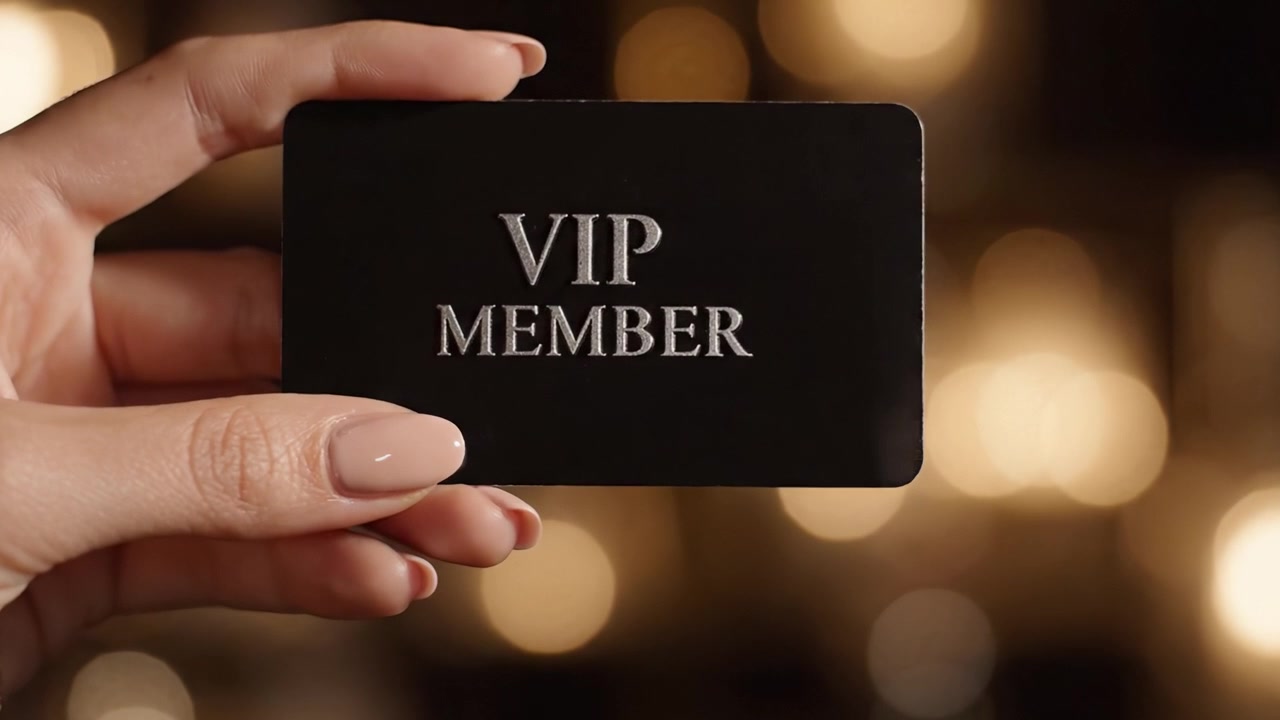 A Close-Up View of a Hand Holding a VIP Membership Card, Featuring Elegant Design and Soft Focus Background, Emphasizing Exclusivity and Luxury Experience.
