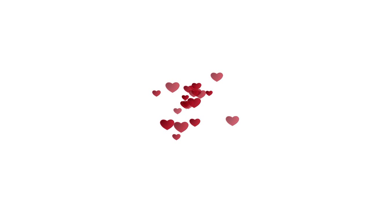 San Valentino, filmato di animazione con forma di cuore rosso su sfondo bianco.