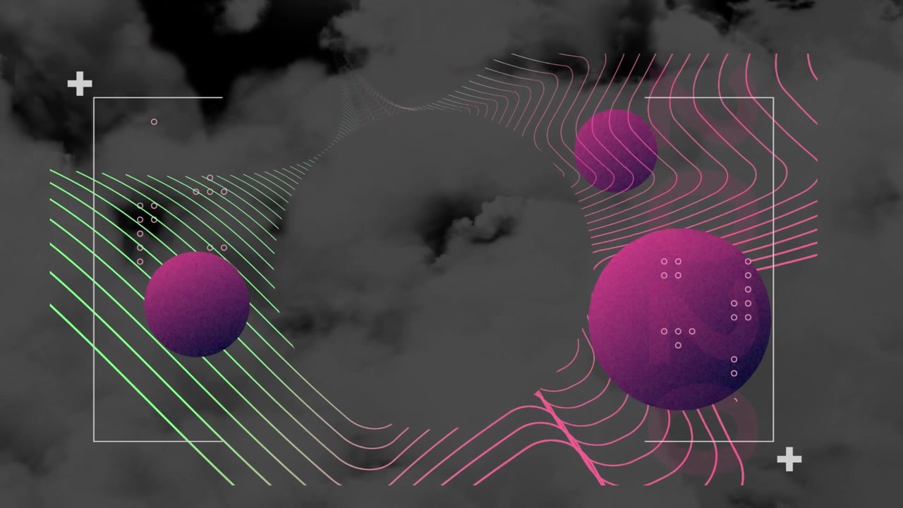 Animation of moving shapes over clouds