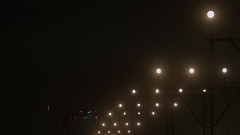 airplane landing at night