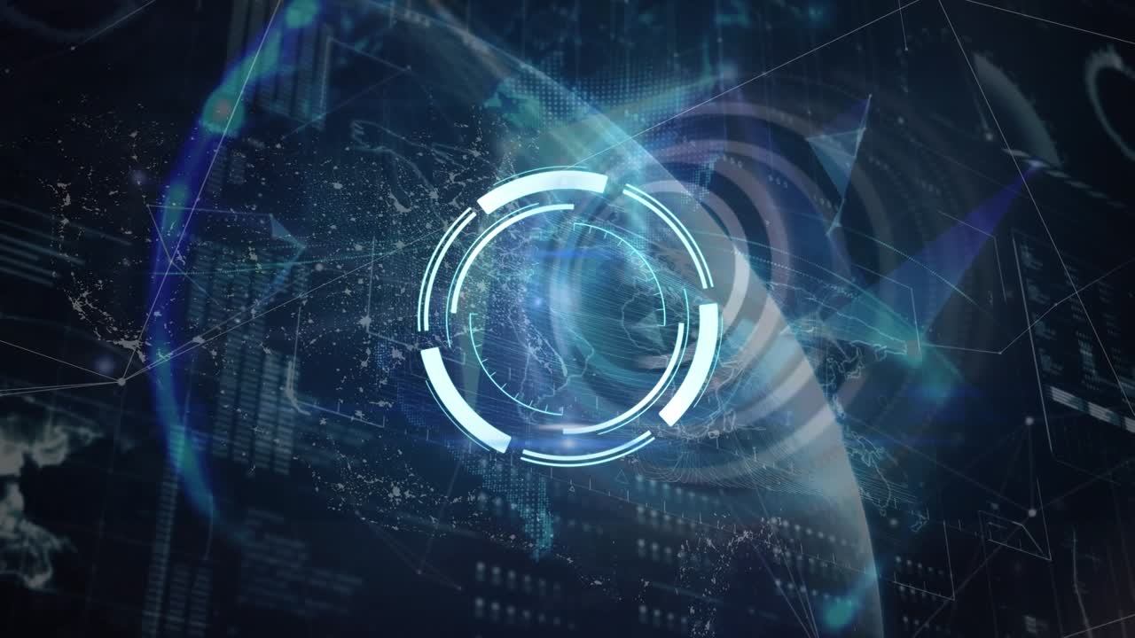 Animazione di scansione del mirino su una rete di connessioni