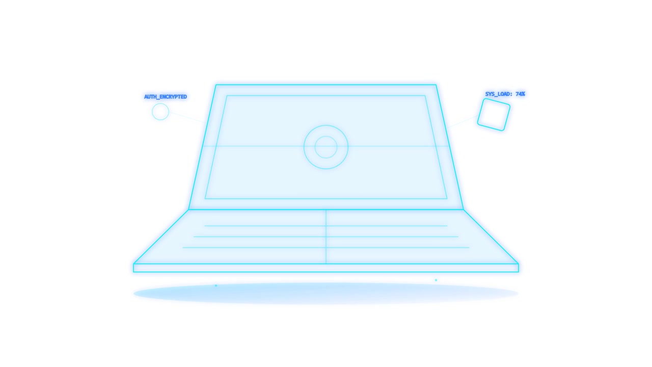 Digital Holographic Laptop Interface Animation