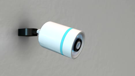 modern security camera on gray wall. 4k uhd infinite loop 3d video animation. animation.