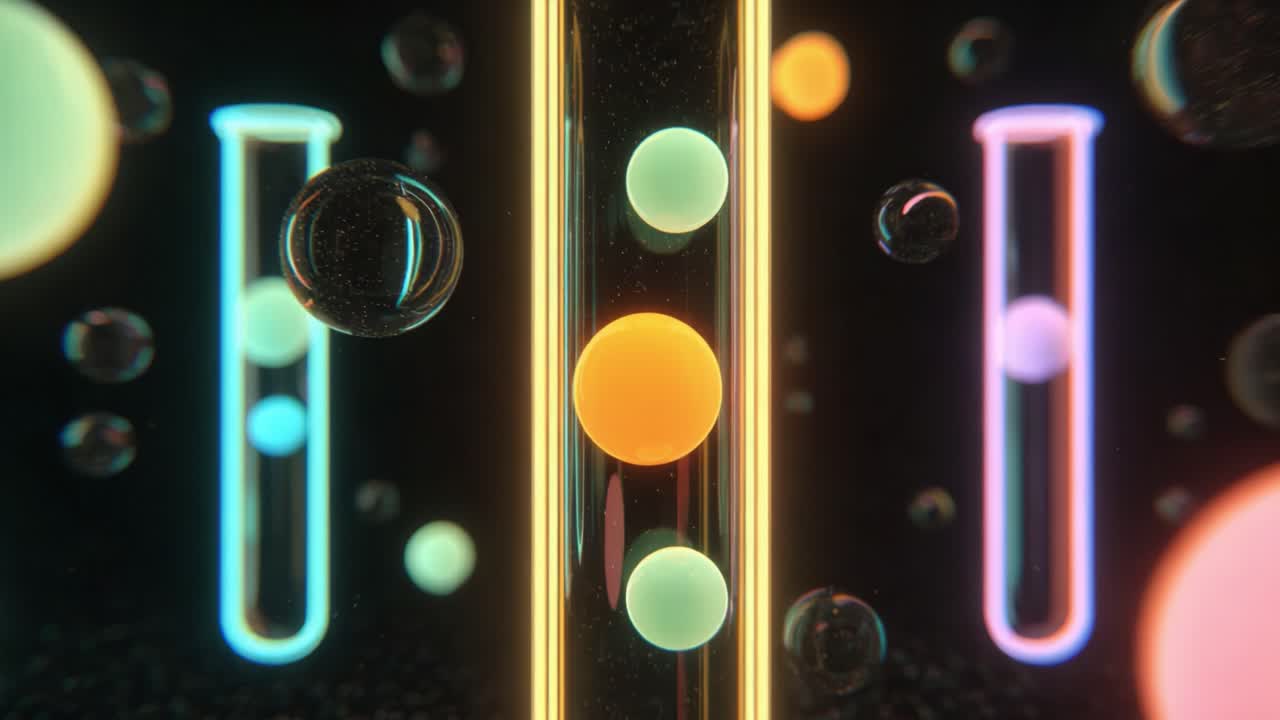 Colorful Chemistry: A Glimpse Into Vibrant Laboratory Experiments with Floating Bubbles and Test Tubes Highlighting Exciting Scientific Discoveries and Creative Innovations