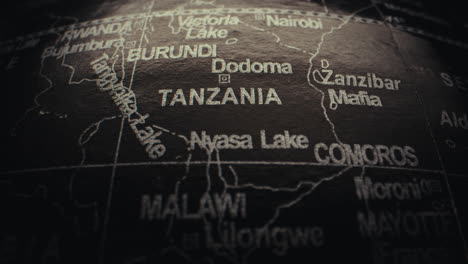 close-up of an africa region on a globe