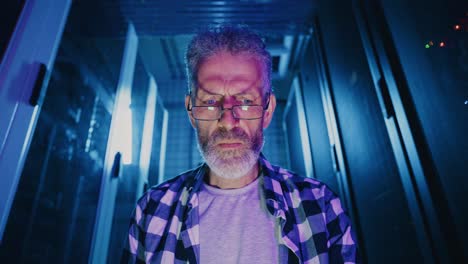 focused it professional in a server room