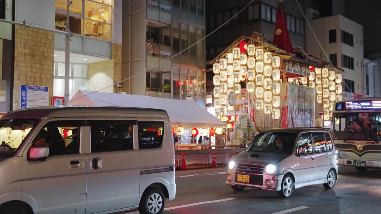 Night Street Scene in Japan During a Festive Event