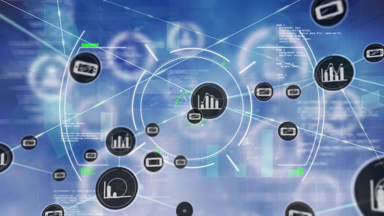 Animazione dell'elaborazione dati su una rete di connessioni