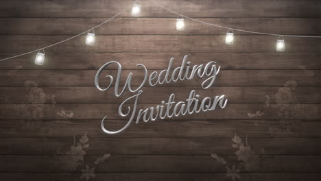 Wedding-Invitation-on-wood-with-light-bulbs-and-flowers