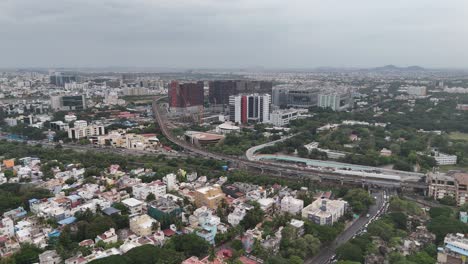elevated view of taramani flyover and surrounding office complexes