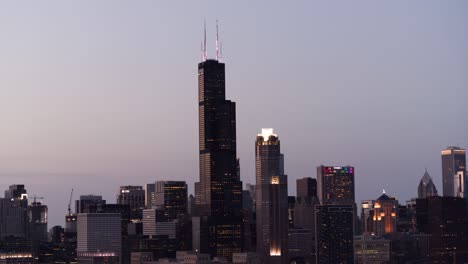 chicago from south loop - aerial at sunset