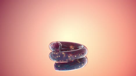 mezcla de partículas en el tubo de resorte de vidrio, renderización 3d.