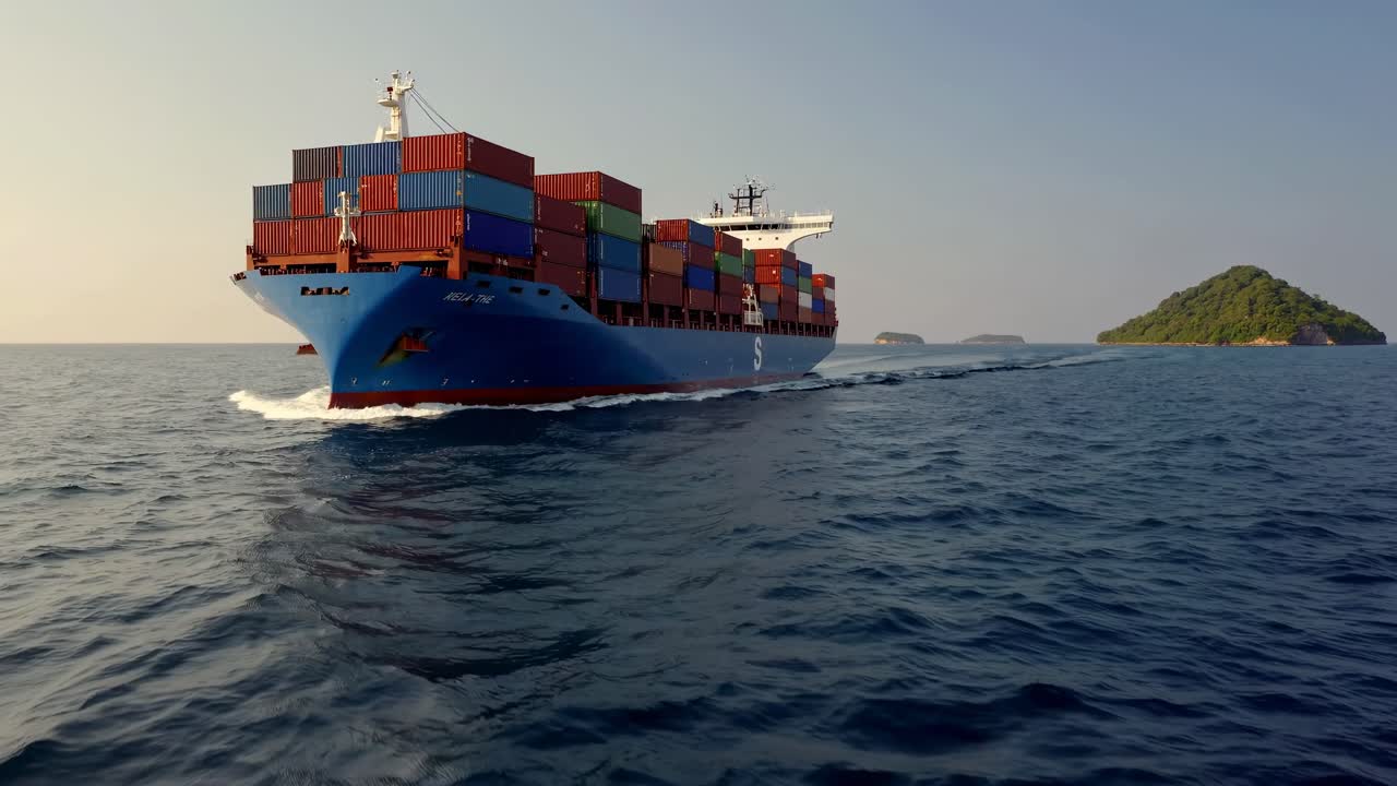 바다에서 컨테이너 선박