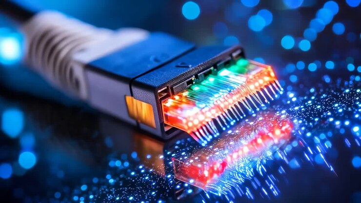 Fiber Optic Cable Connector Close-up