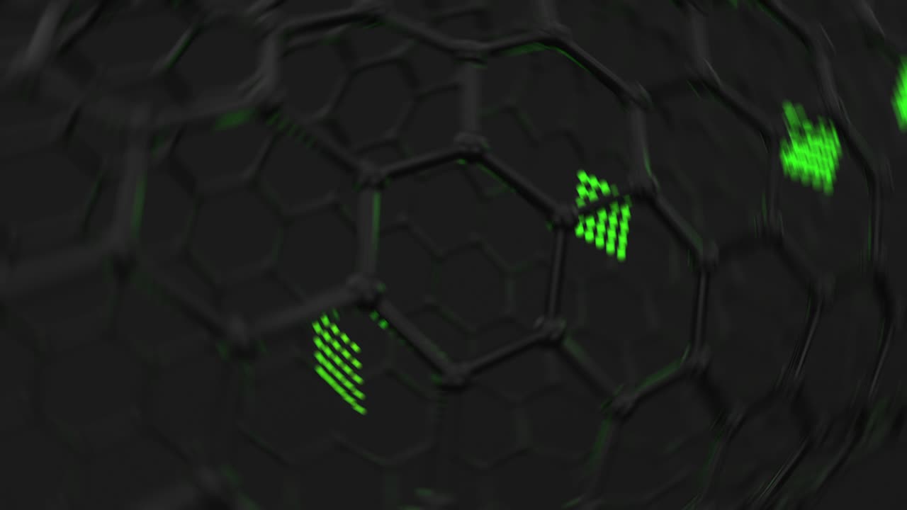 그래핀 전자. 작업 프로세스 시각화. 정보의 움직임 비트, 전자