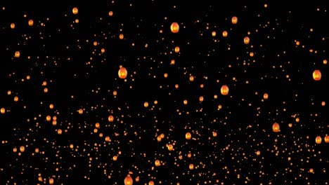 linterna del cielo voladora en el fondo linternas del cielo en el fondo de bucle negro.