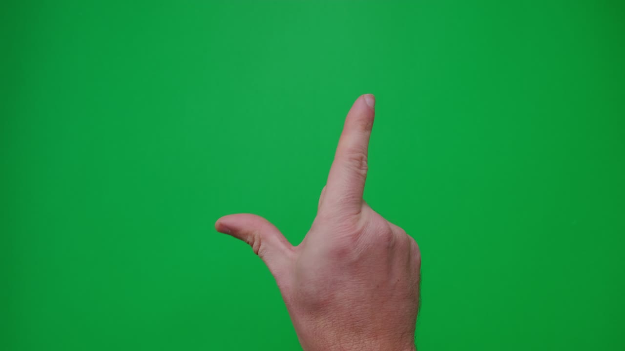 손을 만지고, 클릭하고, 하고, 슬라이딩하고, 크로마 키를 녹색 스크린 배경으로 움직입니다.