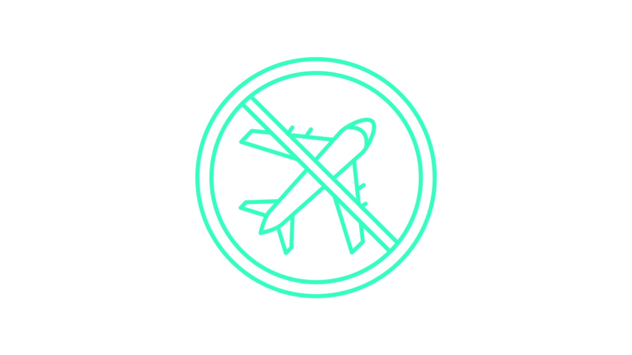 Line Art Animation of a No Fly Zone Airplane Symbol