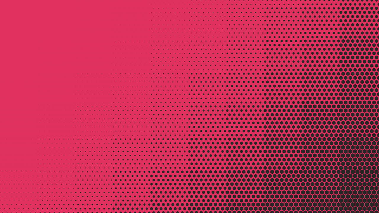 A red background showcases a geometric design of black halftone dots in a grid pattern. This image serves as a versatile graphic element suitable for web backgrounds, posters, and design projects