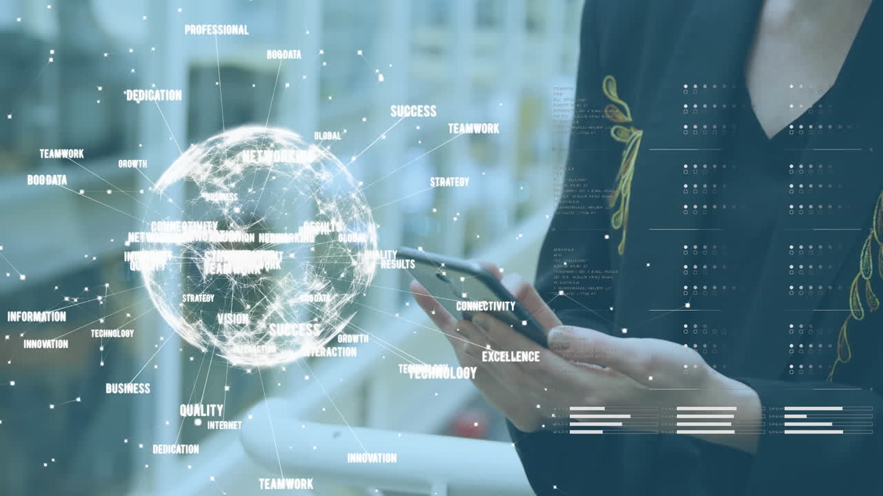 데이터 및 연결 네트워크와 함께 회전하는 지구