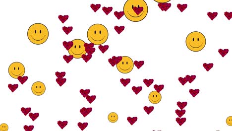animation of heart and emoji icons on white background