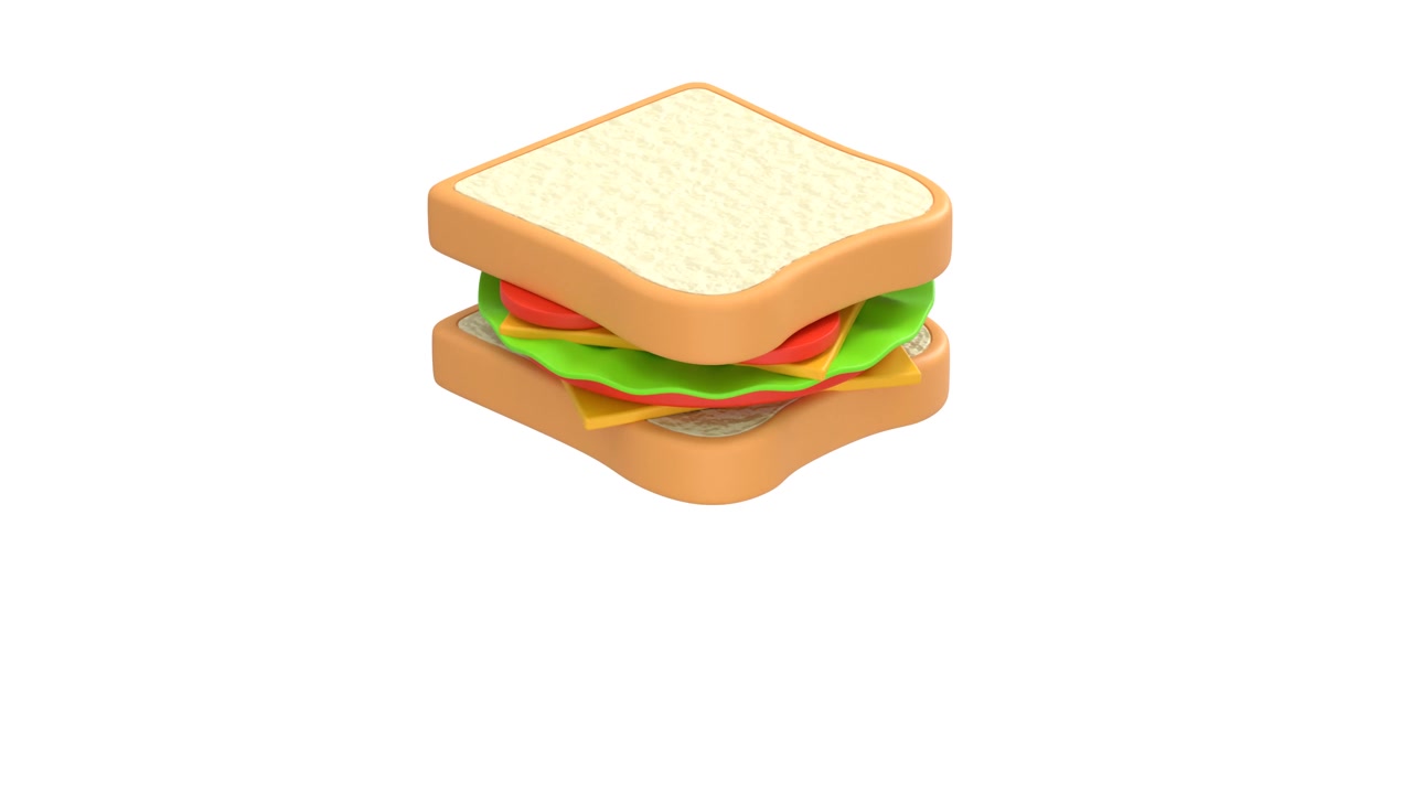 3D Animated Sandwich Rotating on White Background | Premium Stock Video ...