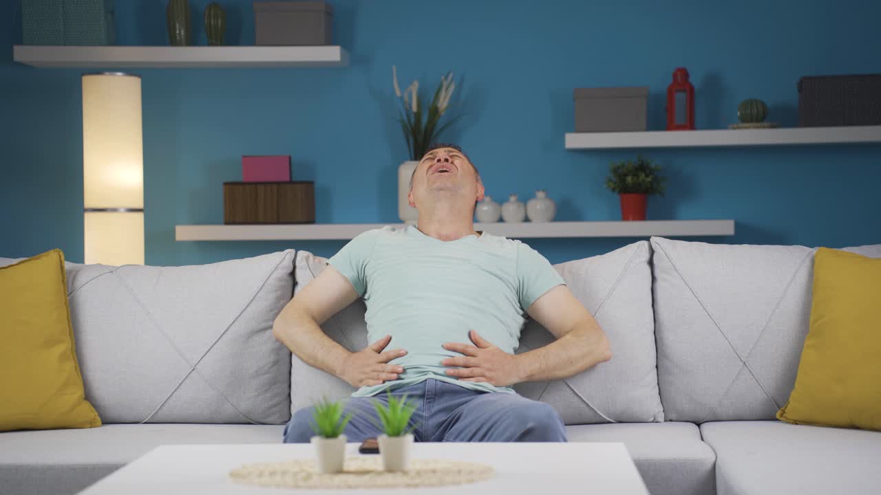 Man with stomachache.