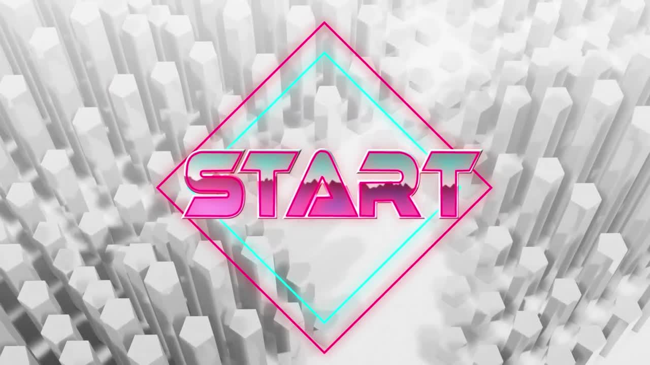 animación del texto de inicio sobre rastros de luz sobre fondo blanco