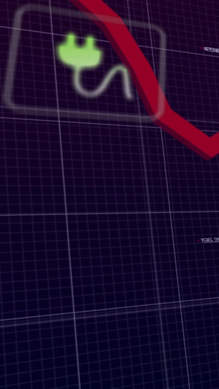 Vertical video: Red line sweeping HUD plug, recycle icons shifting numbers updating showing energy