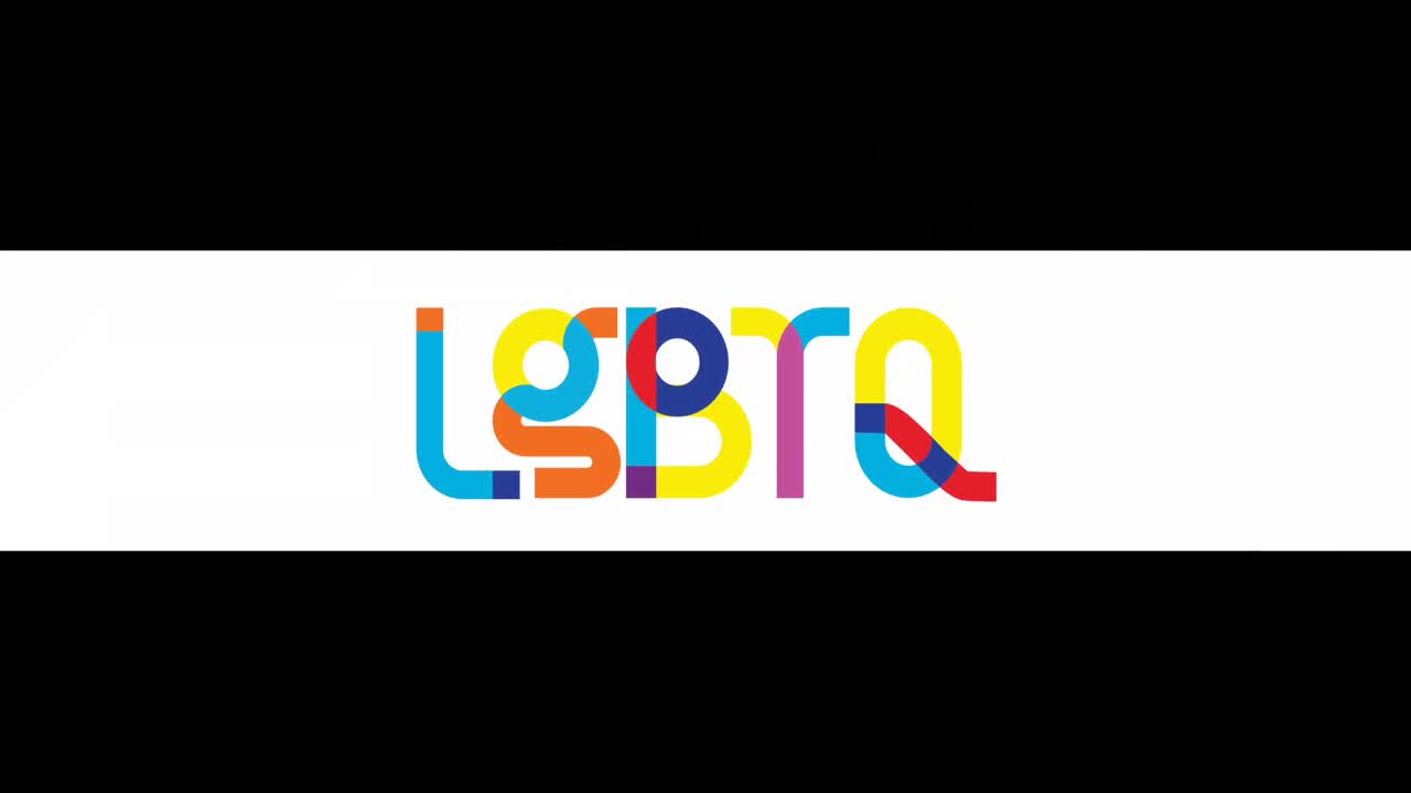 흑백 배경 위에 레인보우 lgbti 텍스트의 애니메이션