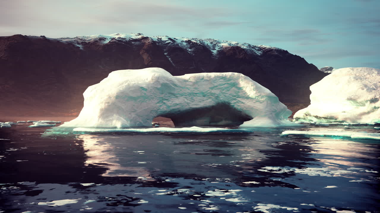 빙하 풍경 에 있는 빙산 아치