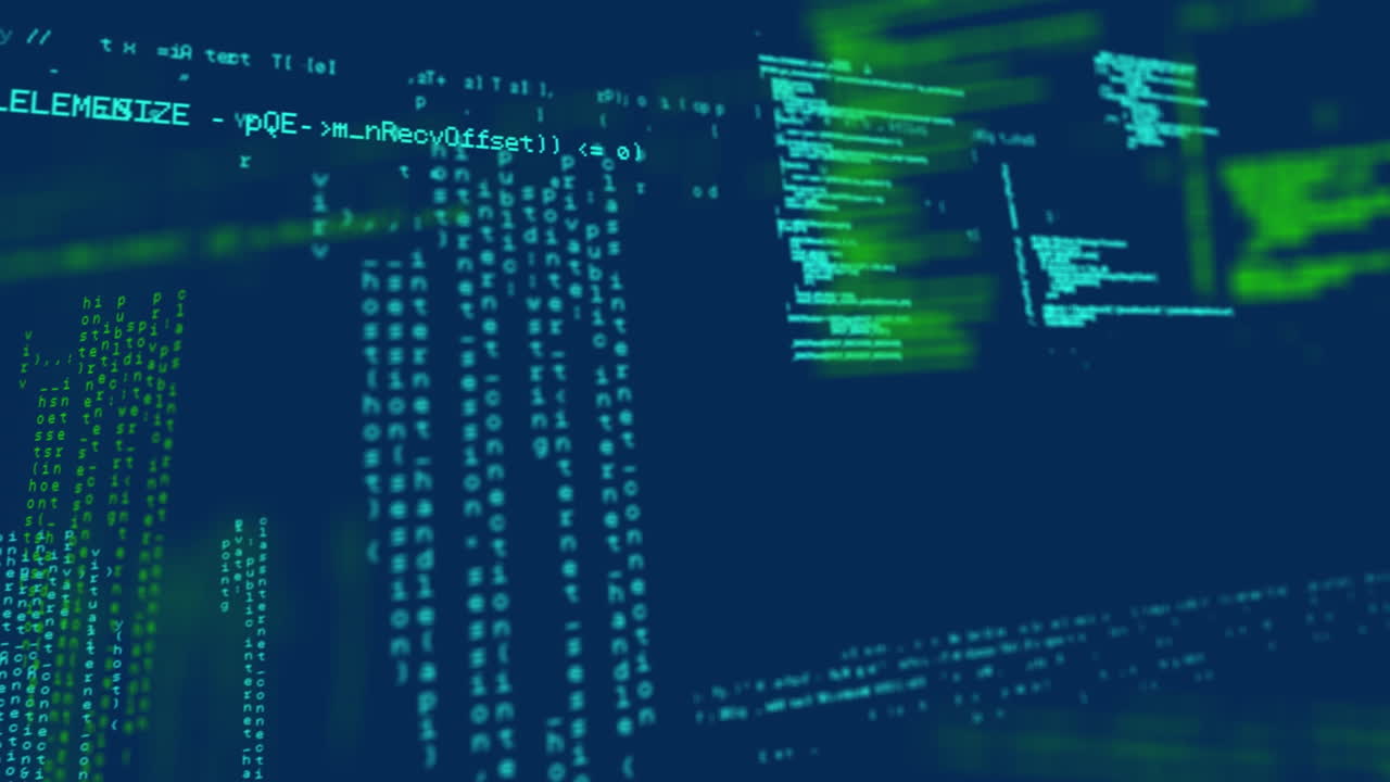 Animation of data processing on navy background