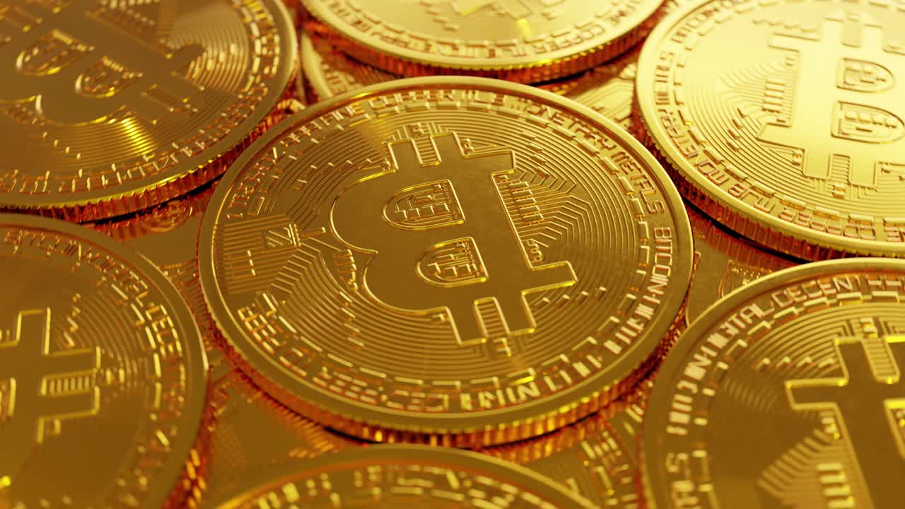 bitcoin está girando. vídeo en bucle.