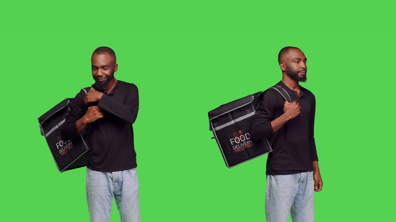 Food delivery on green screen