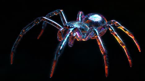 glowing, iridescent spider