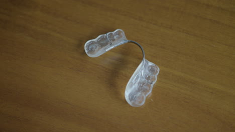 close up of a wired mouth guard