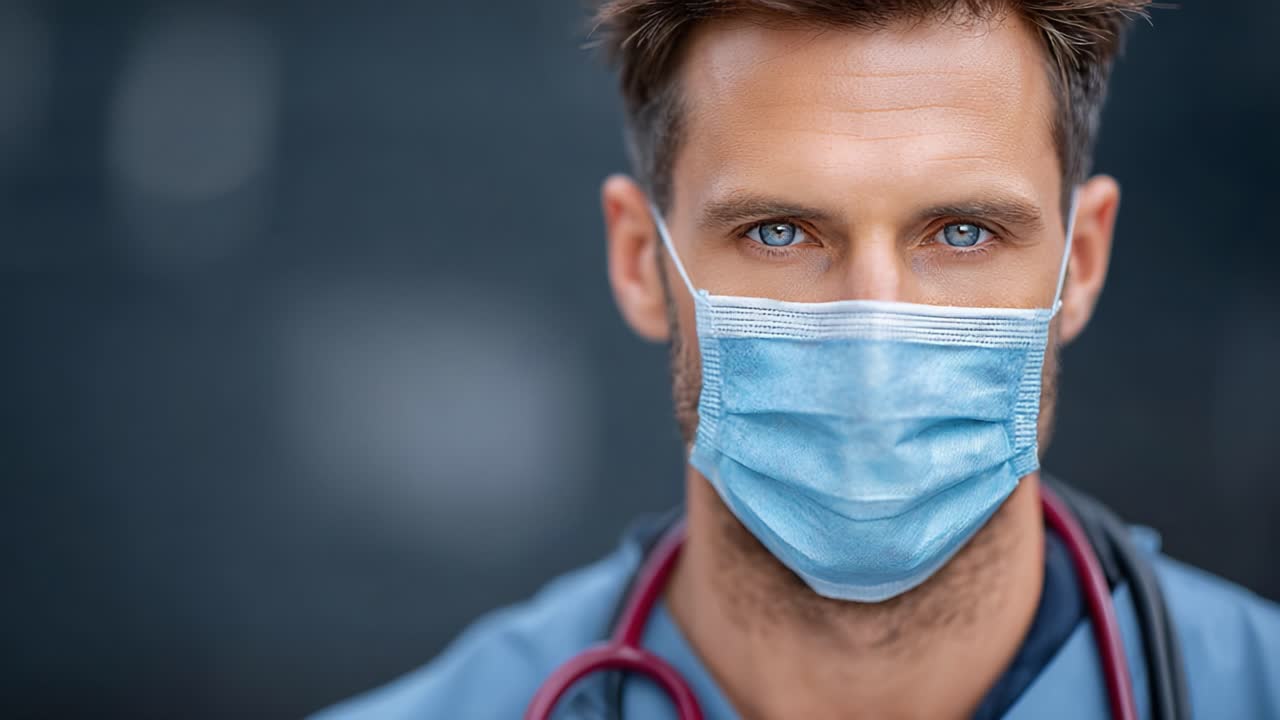 A Dedicated Healthcare Professional with a Mask, Poised for Action in a Medical Environment, Showing Focused Commitment to Patient Care and Well-Being
