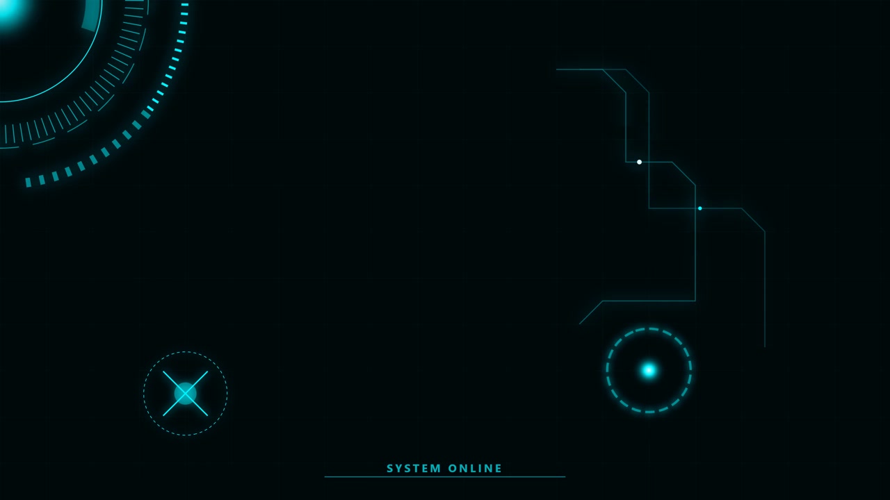 Futuristic Digital HUD Interface with System Online Text