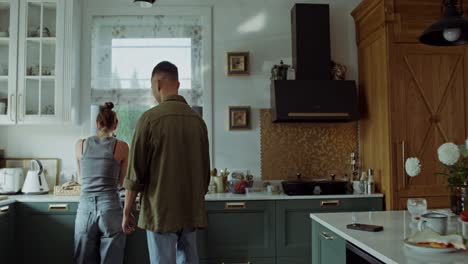 Couple cooking in a modern kitchen