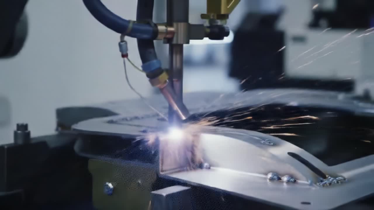 Dynamic Precision Welding Process Captured in Two Key Frames: Focusing on Intelligent Welding Techniques and High-Intensity Spark Production in Advanced Manufacturing Setting