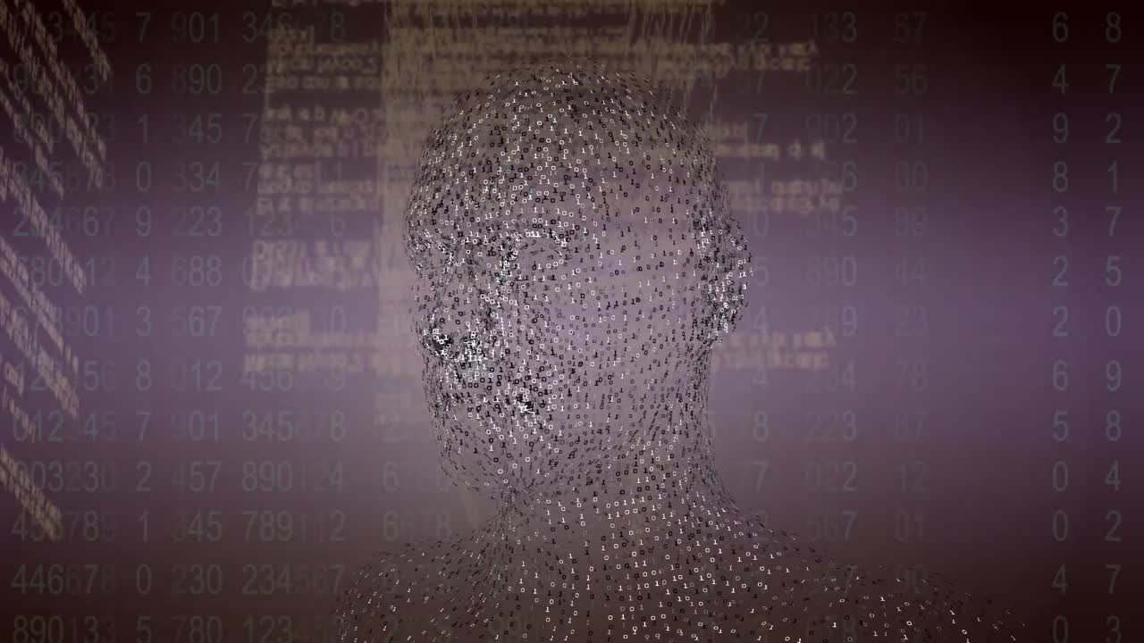 animación del procesamiento de datos sobre el humano digital