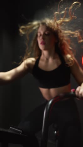 woman exercising on an exercise bike