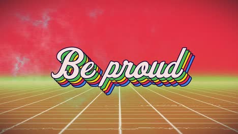 animation of be proud text over shapes